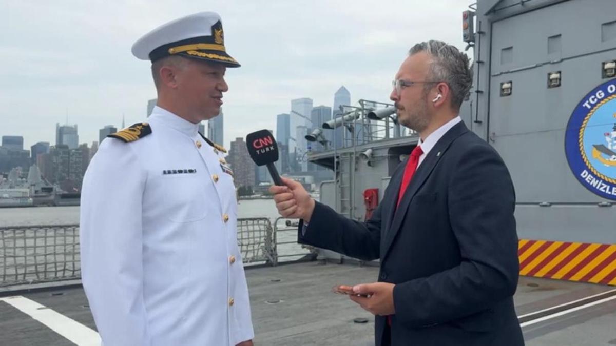 A Turkish warship docks in New York as part of America's independence celebrations
